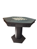 Mesa de Carteado Preta Sextavado Reversível com Gavetas e Porta-copos