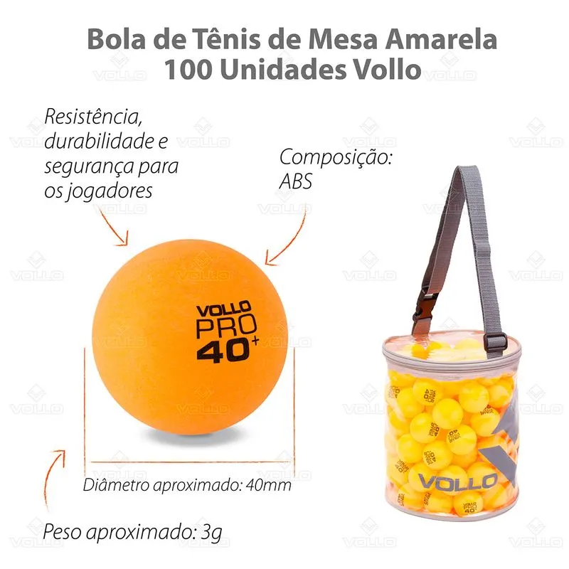 Bola Tênis de Mesa Ping Pong Laranja 100 Unidades