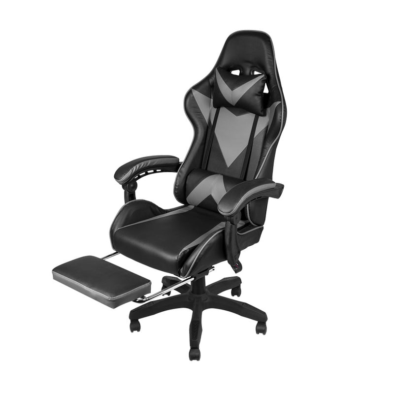 CADEIRA GAMER THOR EM PU PRETA/CINZA BASE RODÍZIO