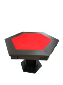 Mesa de Carteado Preta Sextavado Reversível com Gavetas e Porta-copos