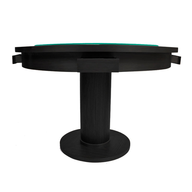 Mesa de Carteado Preto Redondo com Gavetas