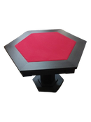 Mesa de Carteado Preta Sextavado com Gavetas