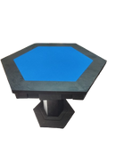 Mesa de Carteado Preta Sextavado Reversível com Gavetas e Porta-copos