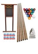 Kit com 6 tacos, 1 taqueira luxo, 1 Jogo Bolas Numeradas e giz azul e branco