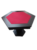 Mesa de Carteado Preta Sextavado Reversível com Gavetas e Porta-copos