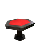 Mesa de Carteado Preta Sextavado com Gavetas e Porta-copos