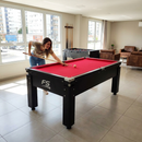 Mesa de Sinuca FS Madeira Maciça Preta com Gaveta 2,23x1,23m